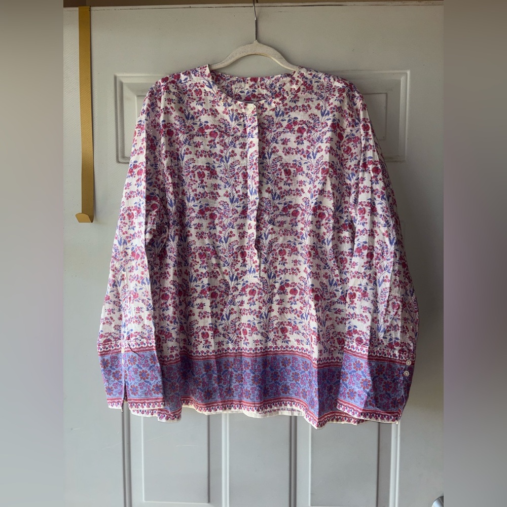 J. Crew pink/purple Iris floral boho top size XXL